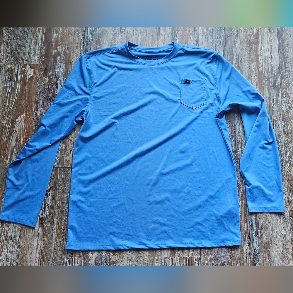 Yeti Long Sleve XXL Blue lightweight Pocket Fishing Water Sun Shirt UPF50